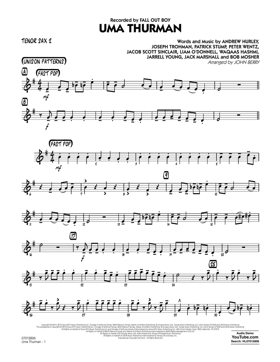 Uma Thurman - Tenor Sax 2 Jazz Ensemble scores gallery preview page 1