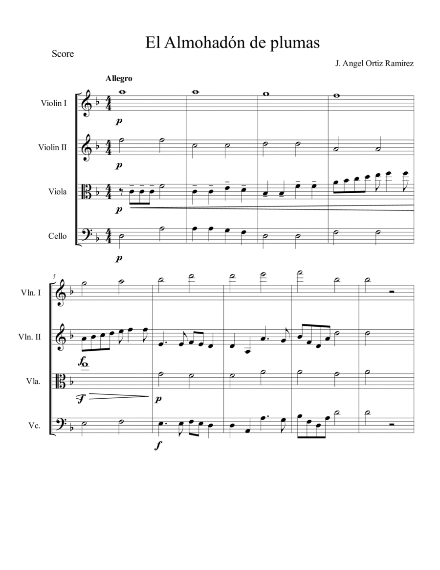 El almohadón de plumas String Quartet scores gallery preview page 1