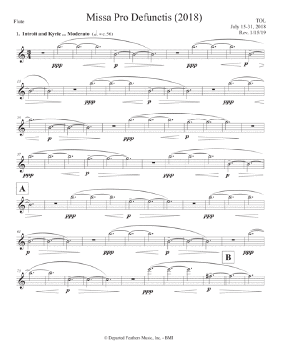 Missa Pro Defunctis (2018) flute part Flute Solo scores gallery preview page 1