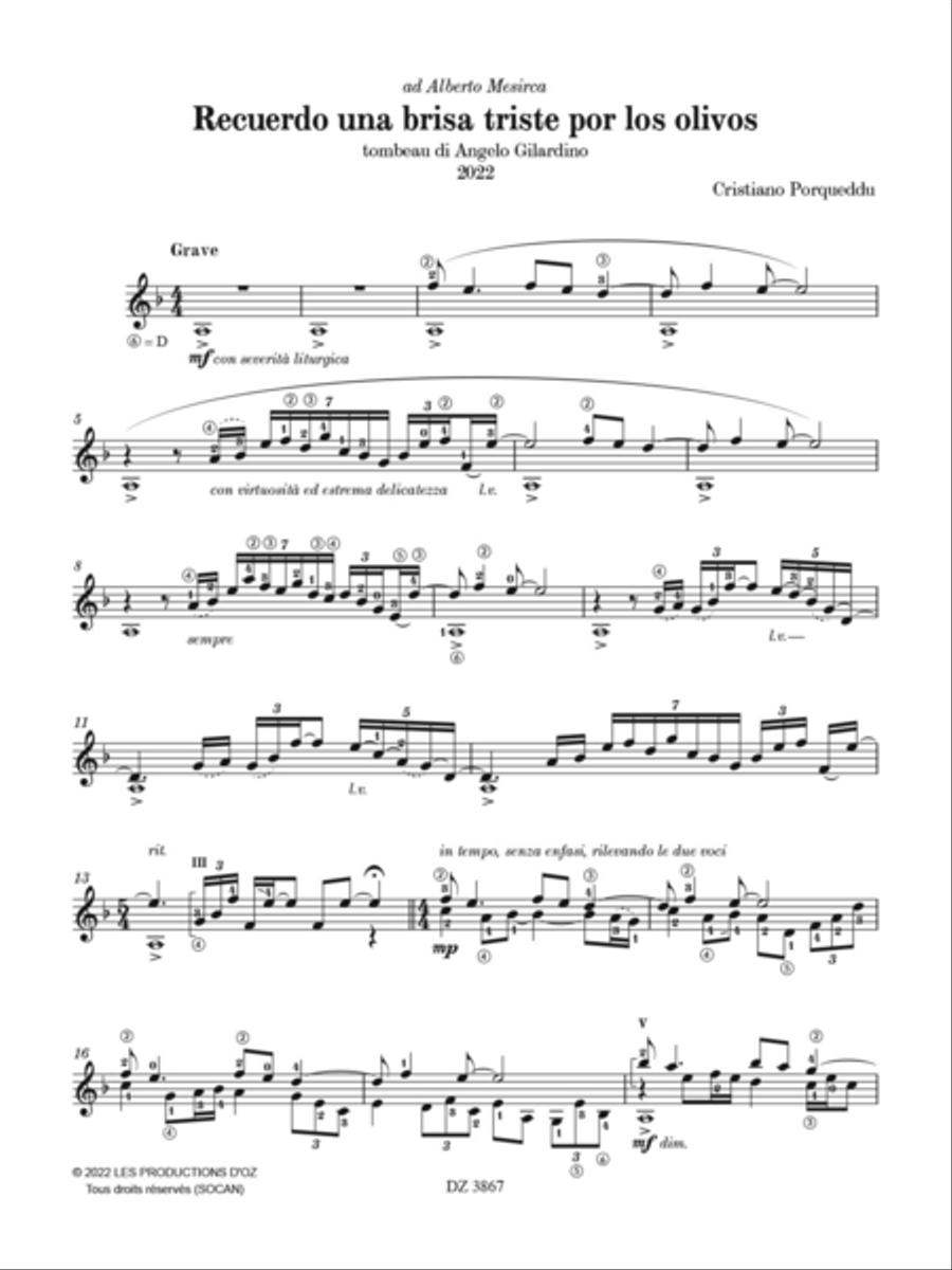 Recuerdo una brisa triste por los olivos Classical Guitar scores gallery preview page 2