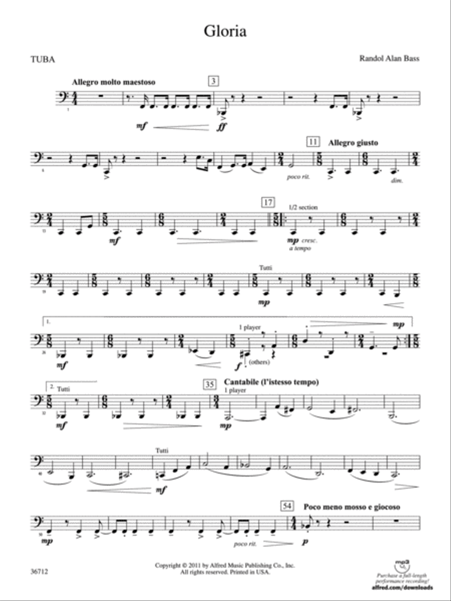 Gloria: Tuba Concert Band scores gallery preview page 1