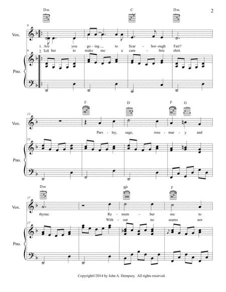Scarborough Fair (Piano/Vocal/Guitar/Violin) image number null