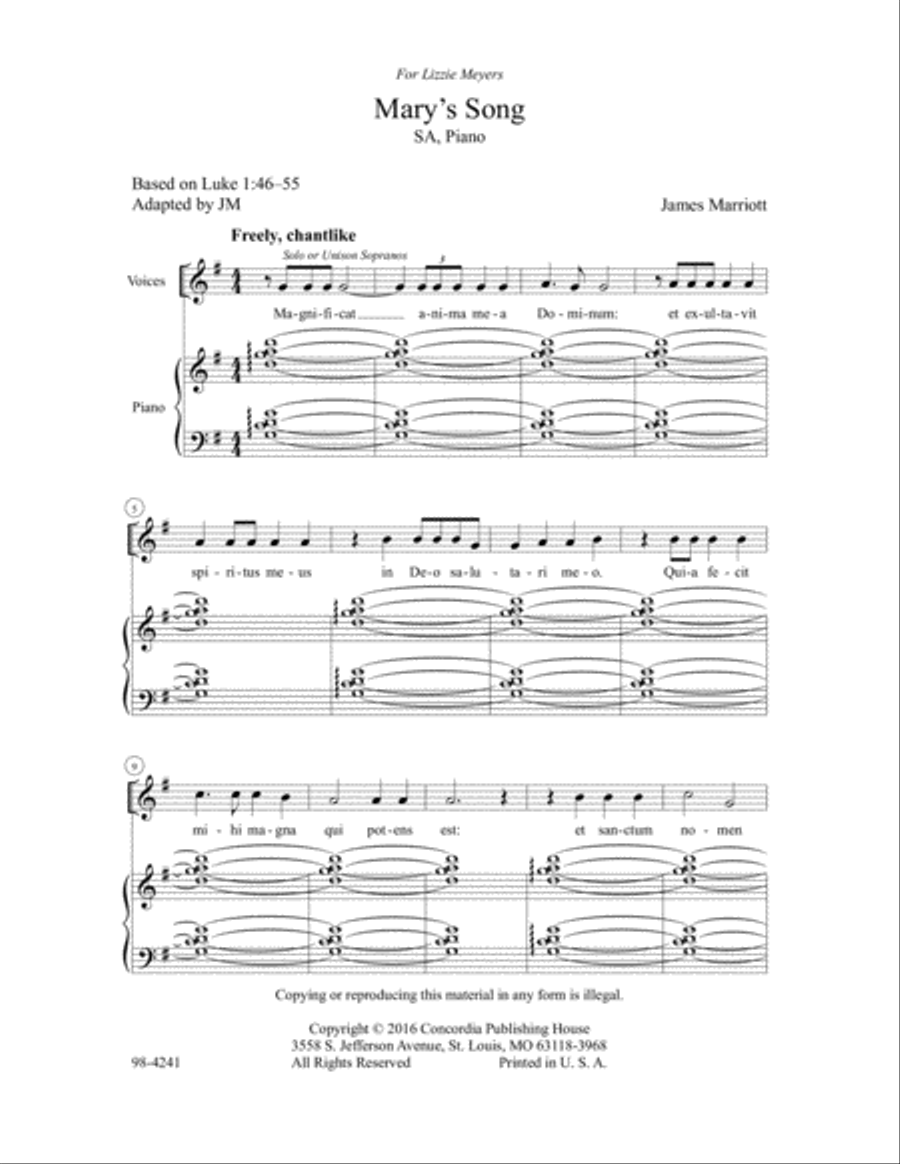 Mary's Song SA scores gallery preview page 2