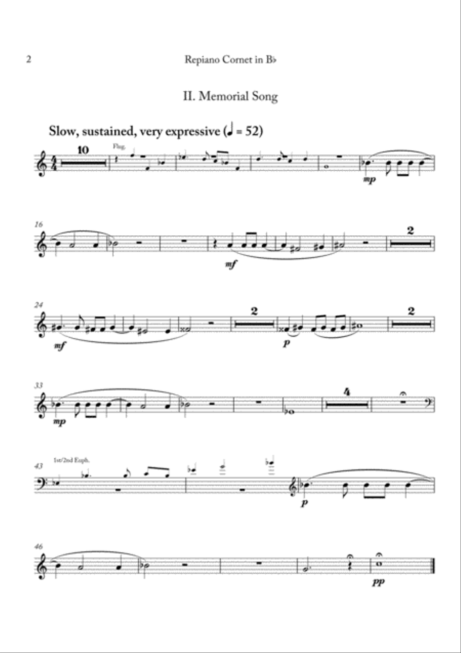 Carson Cooman: Pittsburgh Rhapsody (2008) for brass band, repiano cornet part Brass Band scores gallery preview page 2