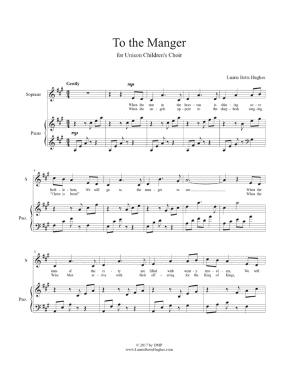 To the Manger [Unison] Unison Choir scores gallery preview page 3