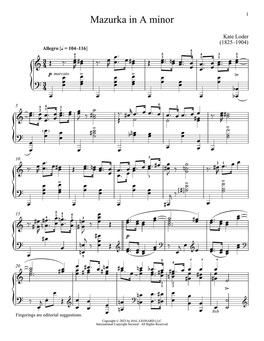 Mazurka in A minor Piano Solo scores gallery preview page 1