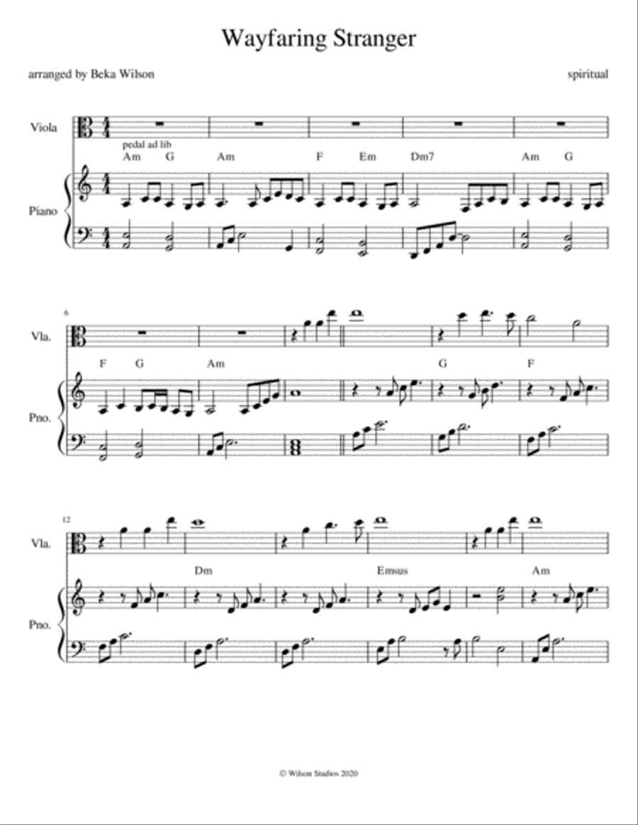 Wayfaring Stranger Viola scores gallery preview page 1