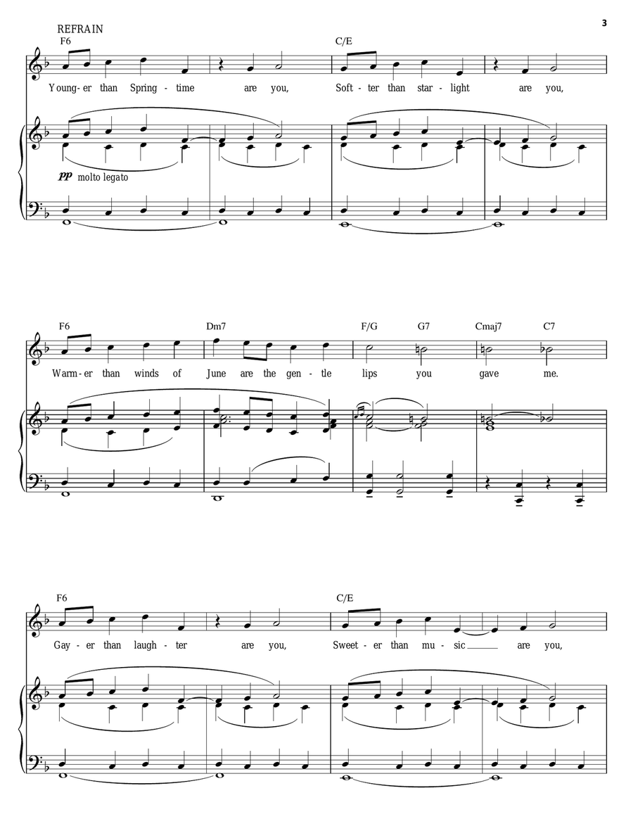 Younger Than Springtime Piano, Vocal, Guitar scores gallery preview page 3