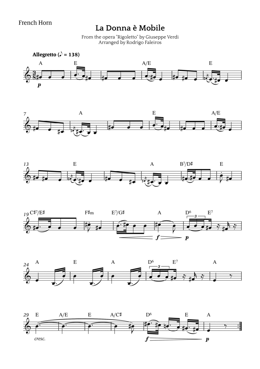 La Donna è Mobile Chamber Music scores gallery preview page 1