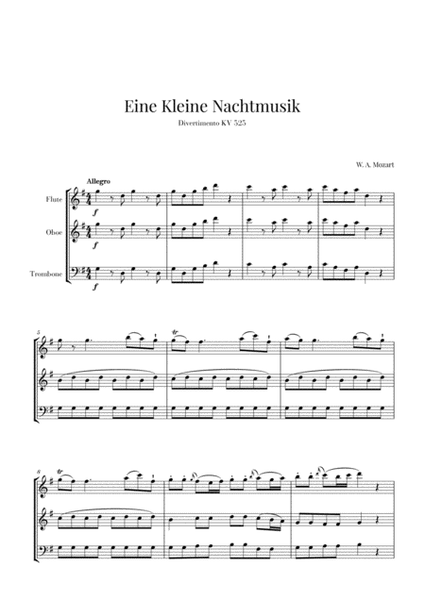 Eine Kleine Nachtmusik for Flute, Oboe and Trombone image number null