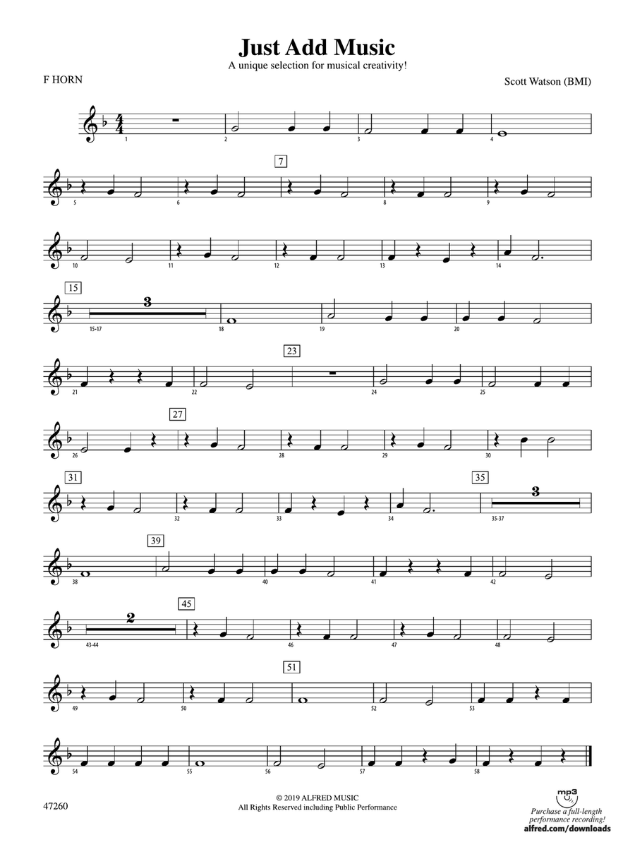 Just Add Music: 1st F Horn
