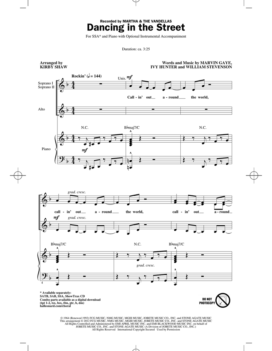 Dancing In The Street Dancing In The Street SSA scores gallery preview page 1