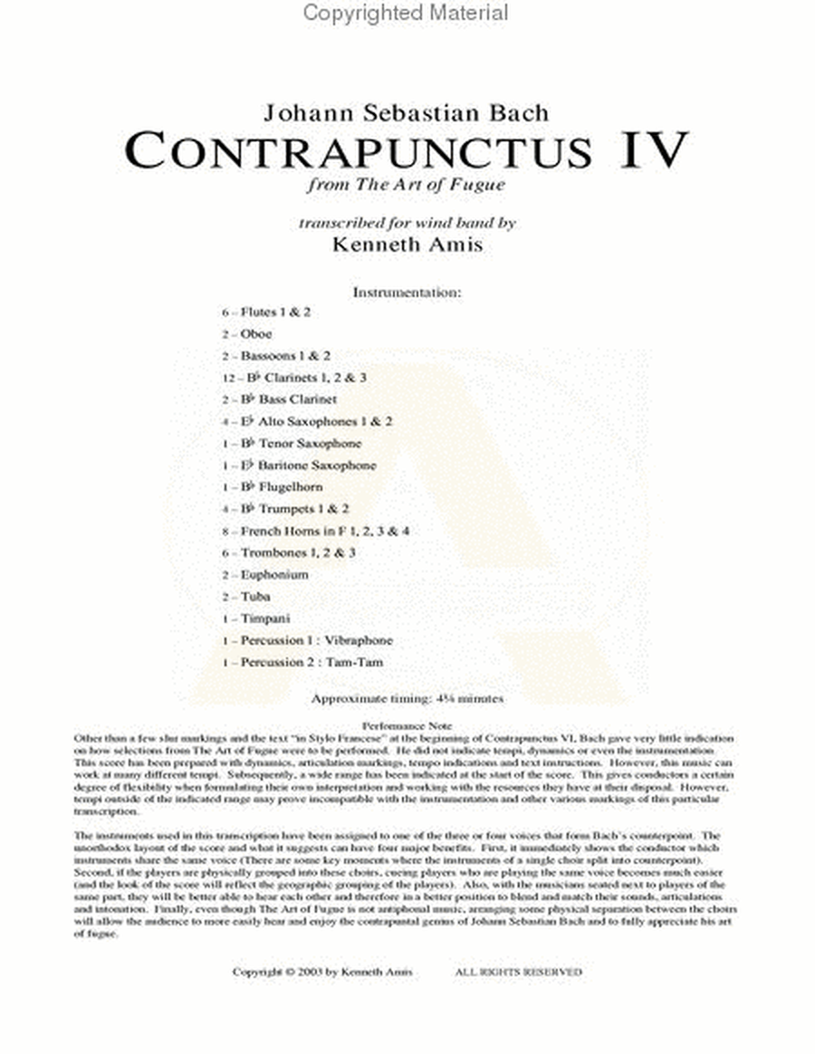 Contrapunctus 4 - STUDY SCORE ONLY image number null