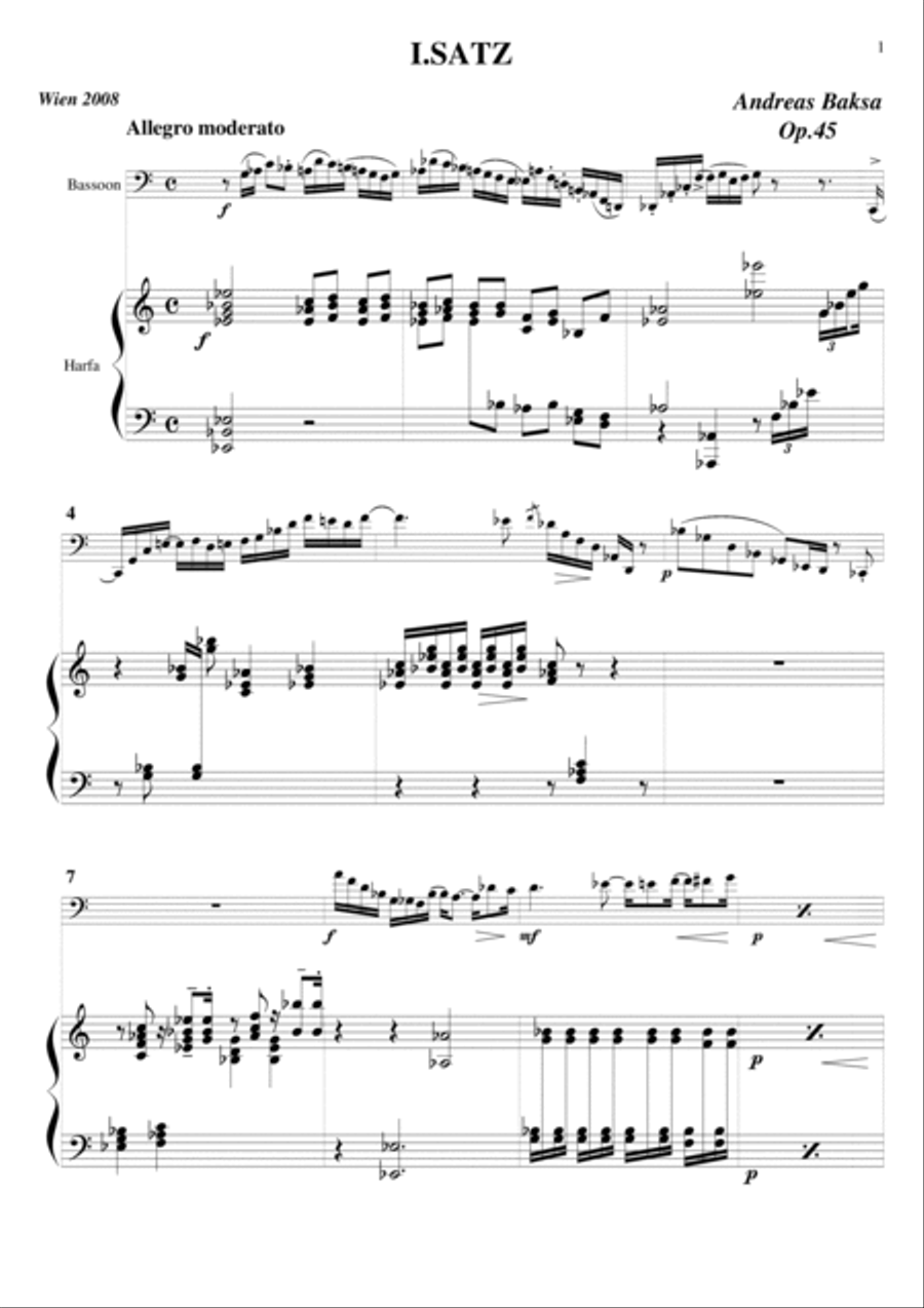 Op. 45: Konzert fur Fagott und Harfe Bassoon Solo scores gallery preview page 3