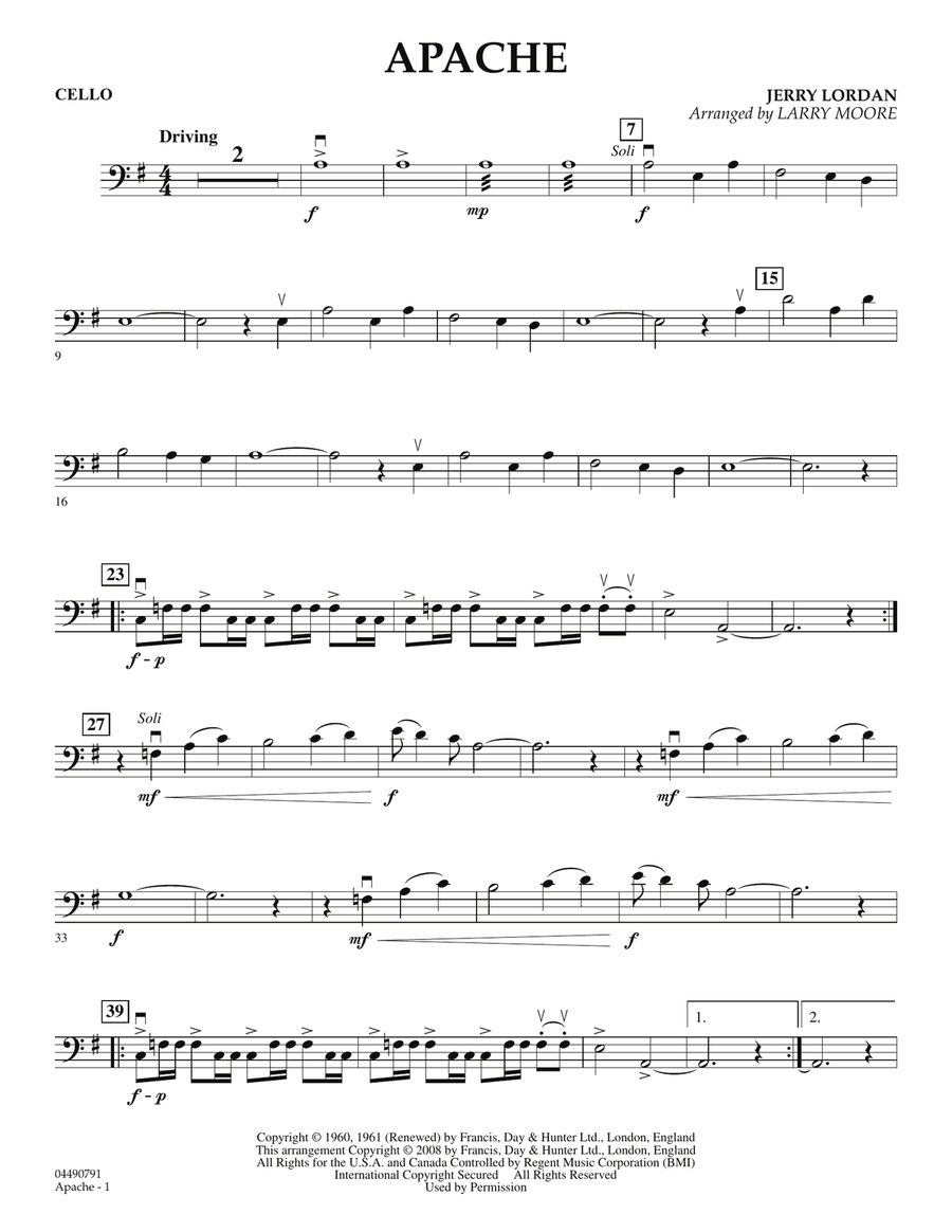 Apache - Cello Orchestra scores gallery preview page 1