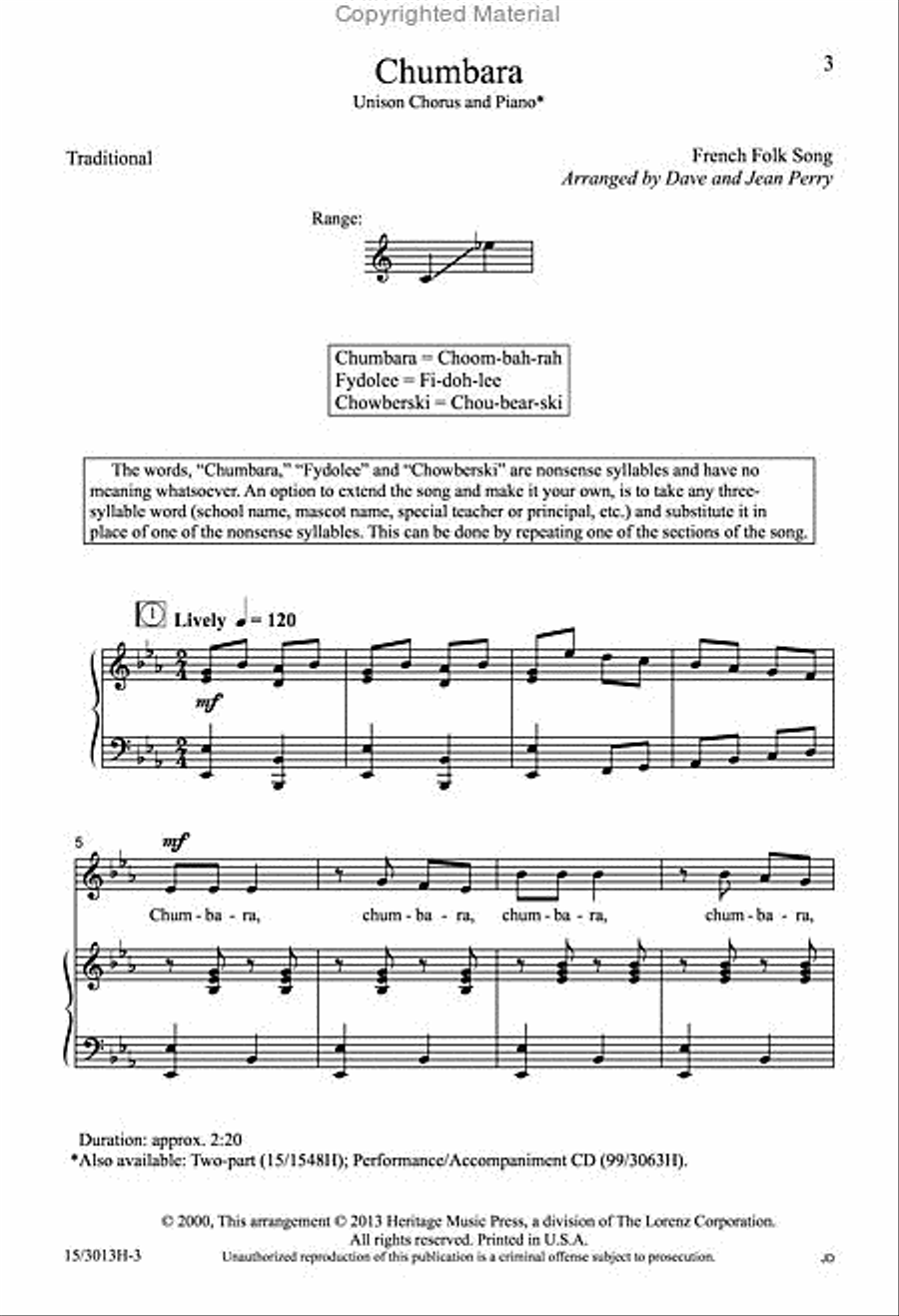 Chumbara Unison Choir scores gallery preview page 2