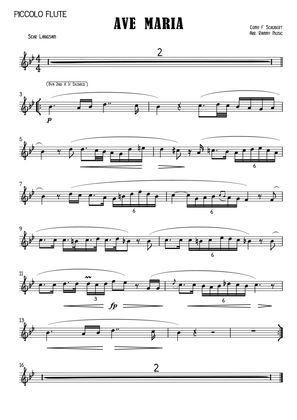 Ave Maria Schubert arr. for Piccolo Flute & Piano