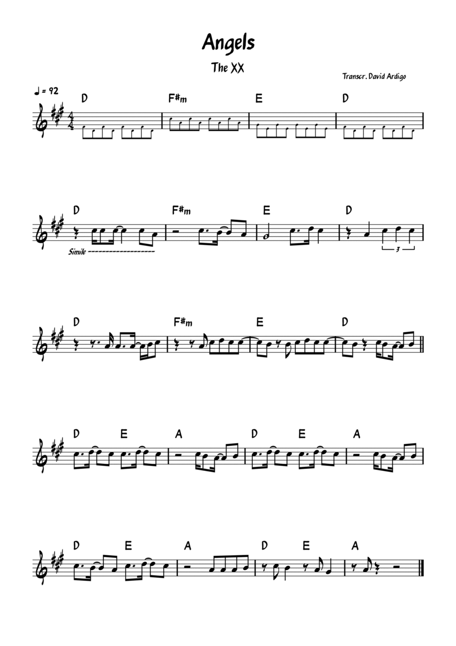 Angels Angels Piano scores gallery preview page 1