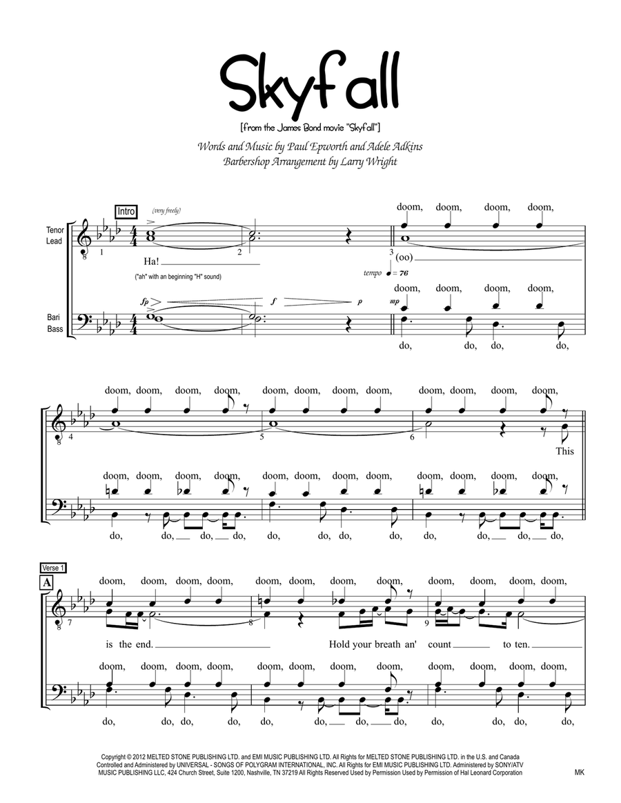 Skyfall TTBB scores gallery preview page 1