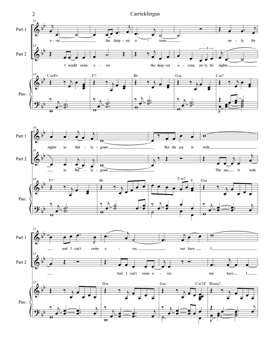 Carrickfergus (for 2-part choir) 2-Part scores gallery preview page 3