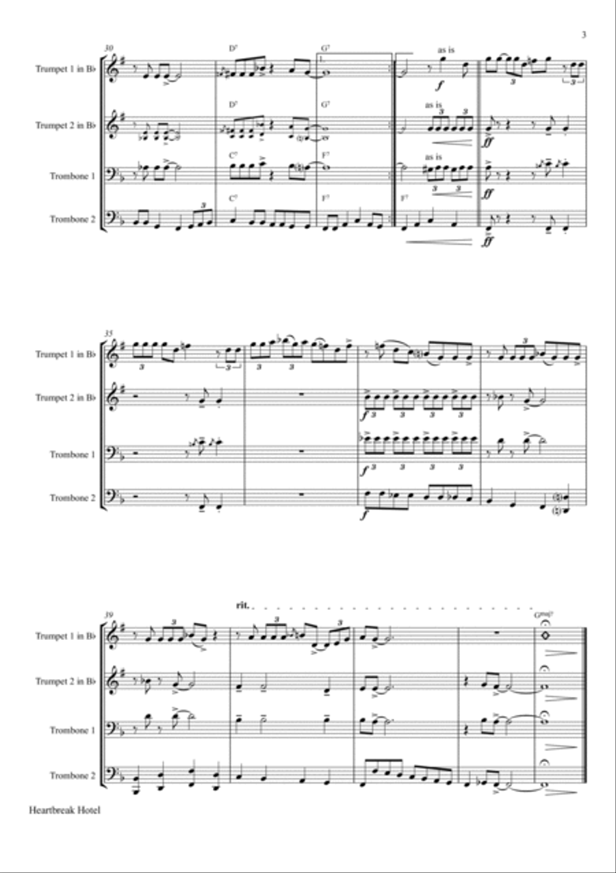 Heartbreak Hotel Brass Quartet scores gallery preview page 3