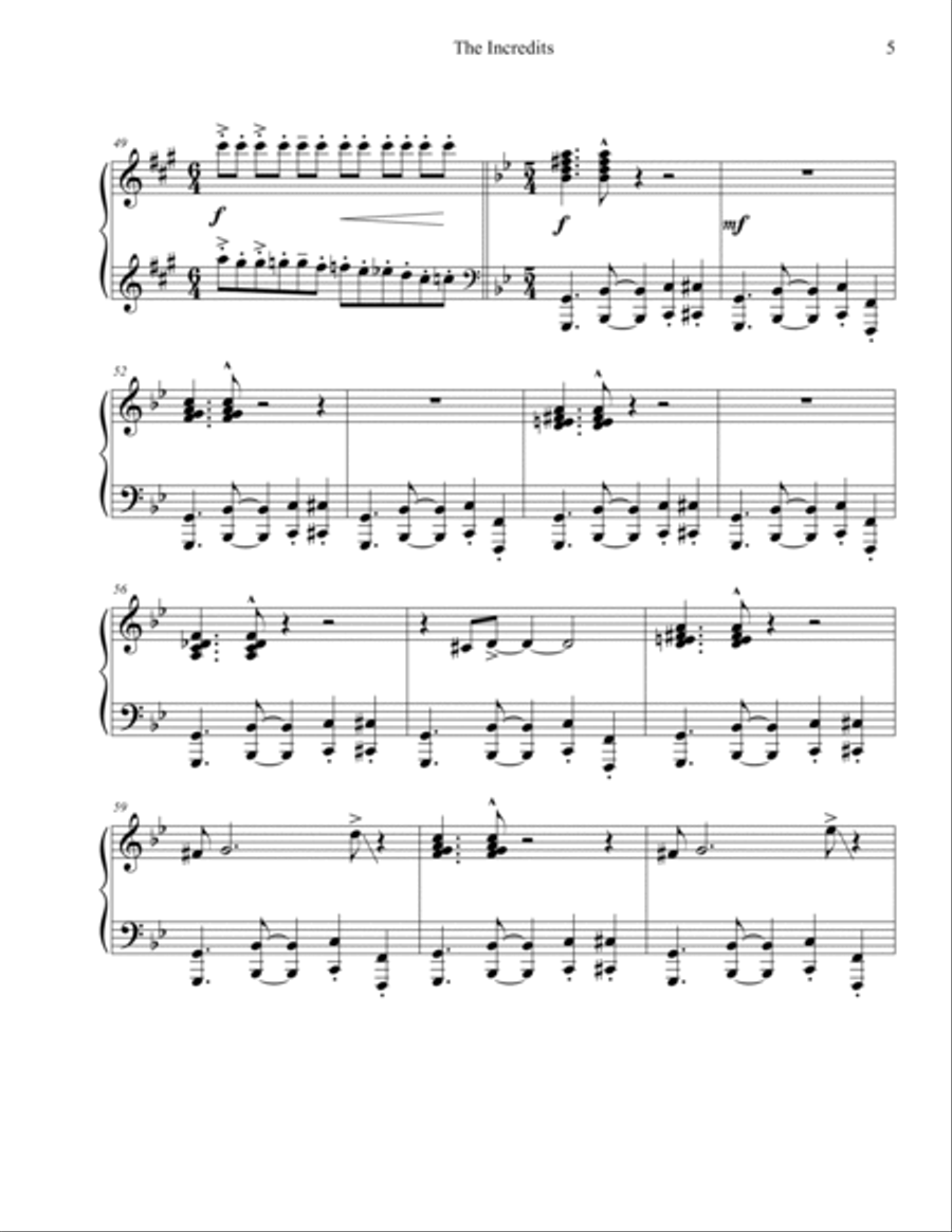 The Incredits The Incredits Piano Solo scores gallery preview page 5