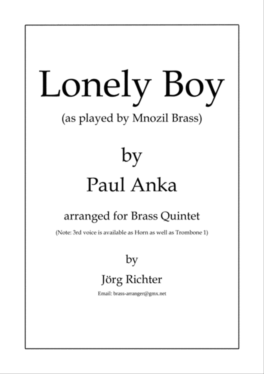 Lonely Boy Brass Ensemble scores gallery preview page 1