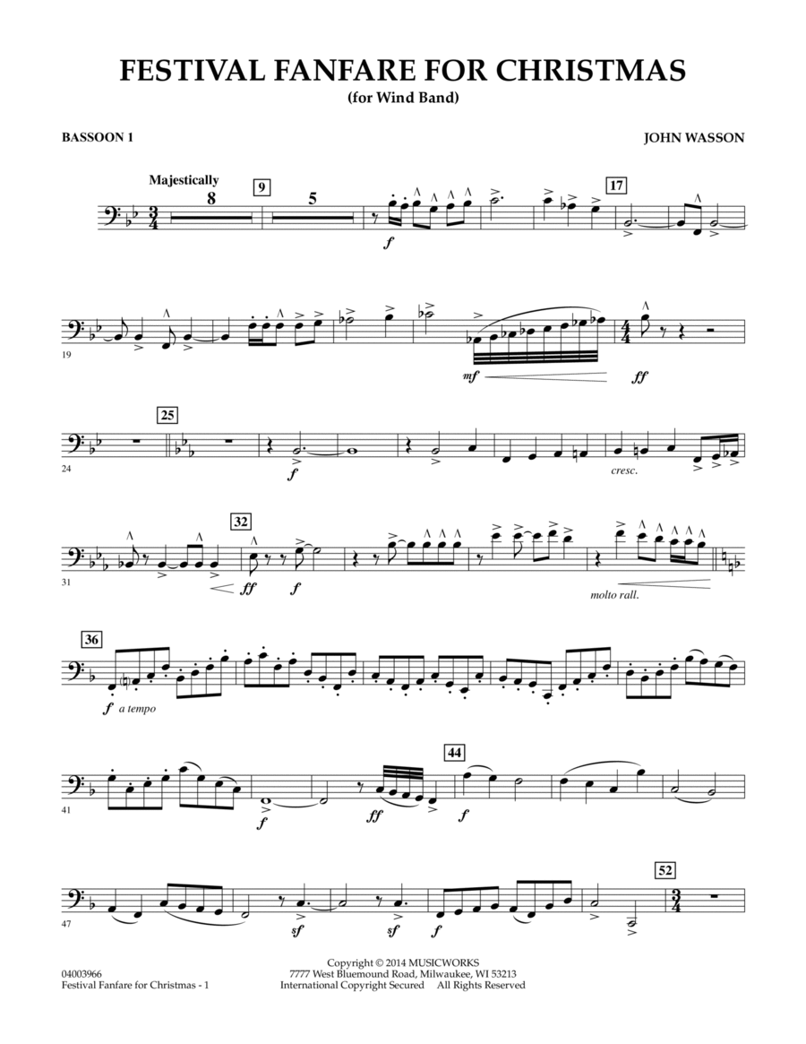 Festival Fanfare for Christmas (for Wind Band) - Bassoon 1 Concert Band scores gallery preview page 1