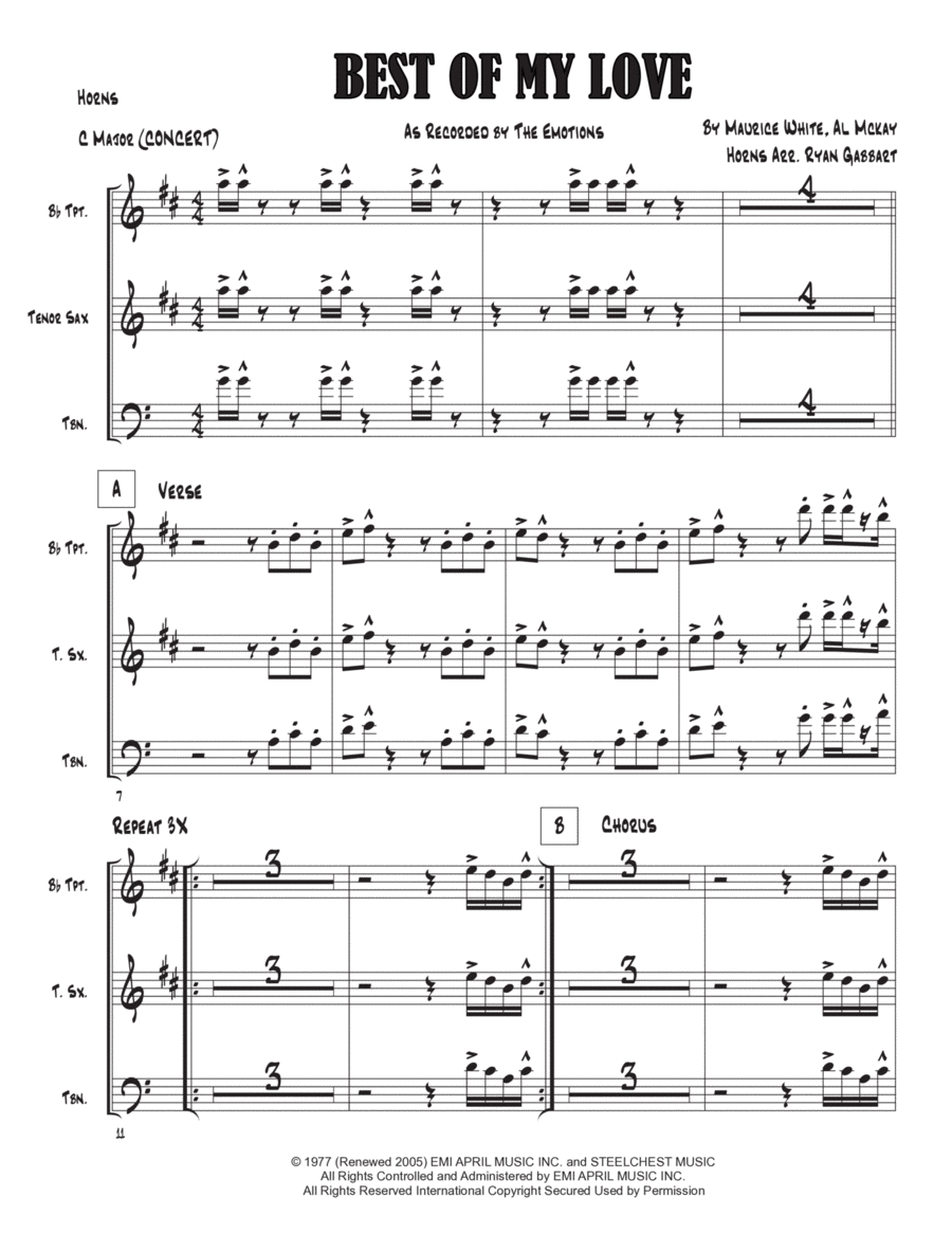 Best Of My Love Tenor Saxophone scores gallery preview page 1