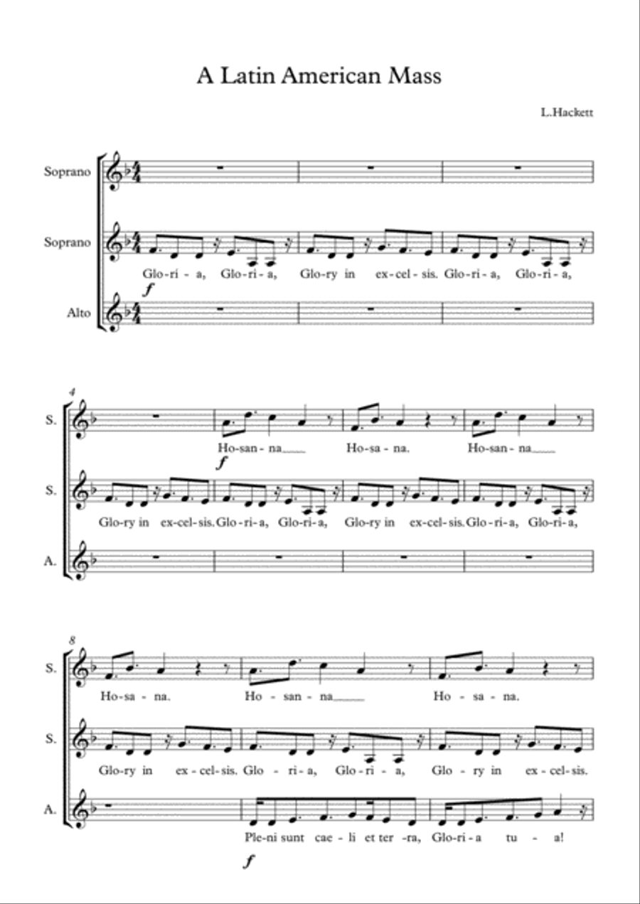 A Latin American Mass A Latin American Mass SSA scores gallery preview page 1