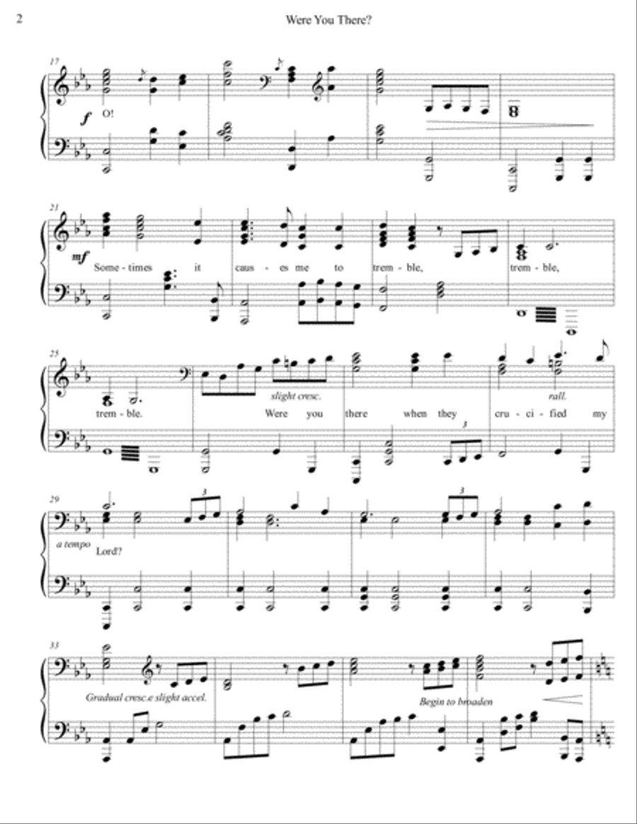 Were You There Piano Solo scores gallery preview page 2