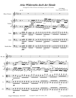 BACH: Widerstehe doch der Sünde, BWV 54 for Oboe d'Amore & Strings