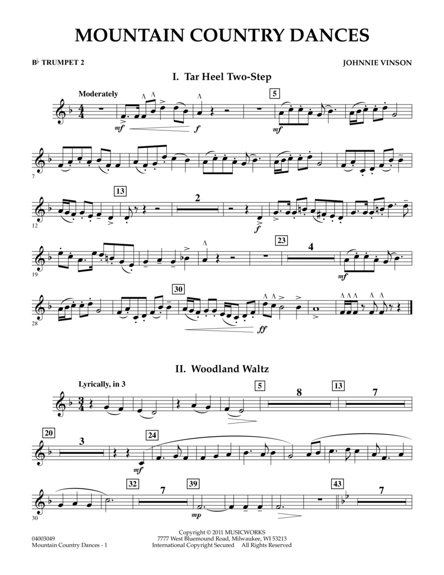 Mountain Country Dances - Bb Trumpet 2