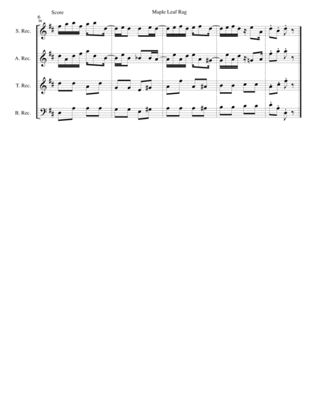 Maple Leaf Rag for recorder quartet image number null
