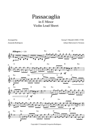 Passacaglia - Easy Violin Lead Sheet in Em Minor (Johan Halvorsen's Version)
