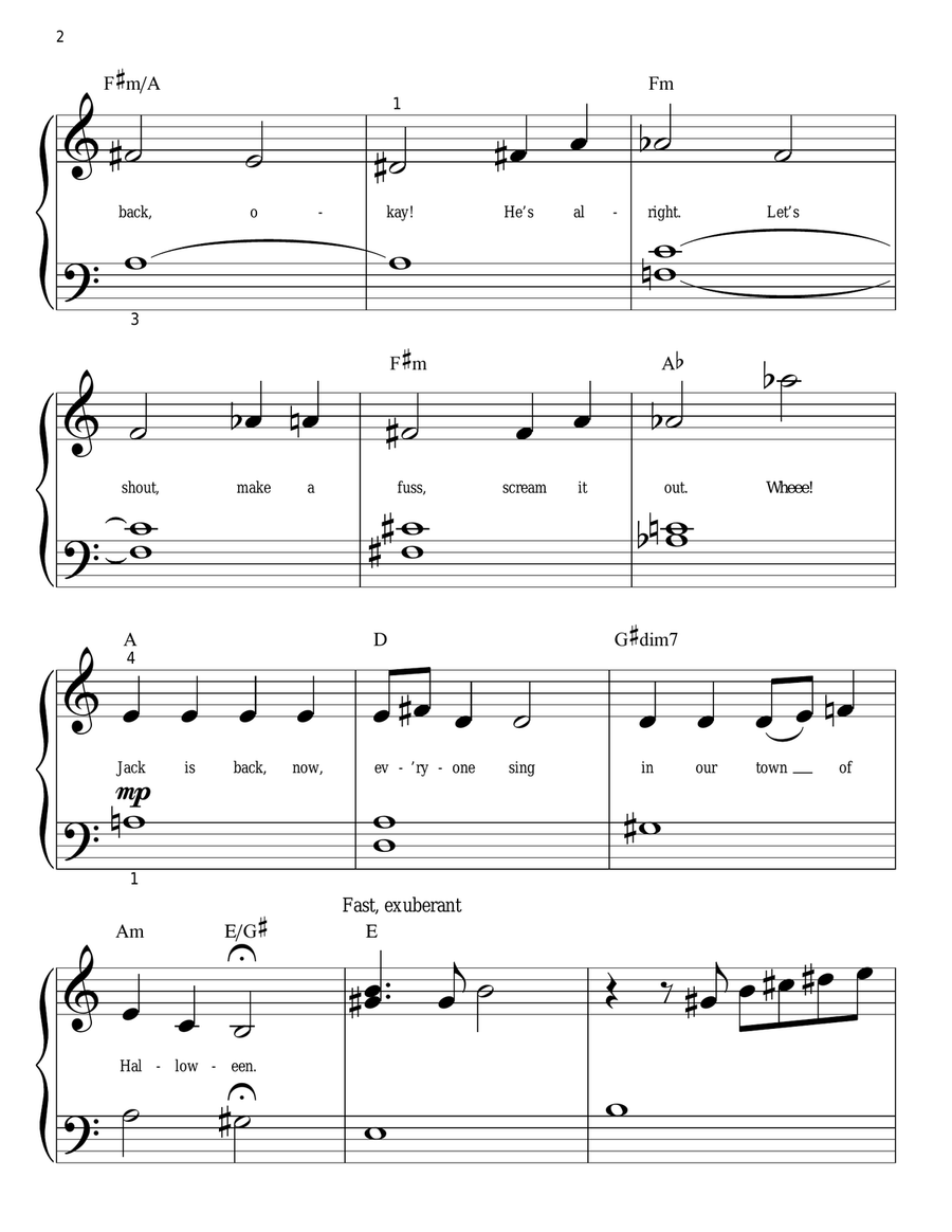 Finale/Reprise (from The Nightmare Before Christmas) Easy Piano scores gallery preview page 2