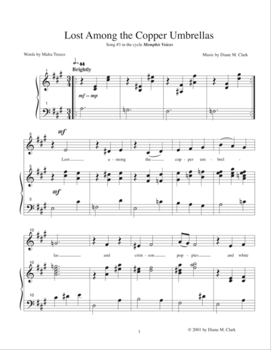 Lost Among the Copper Umbrellas (A Major) Medium Voice scores gallery preview page 1