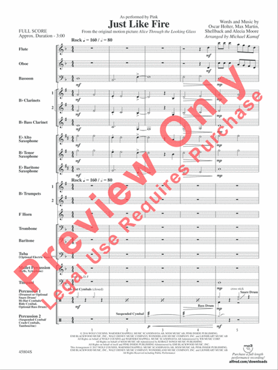 Just Like Fire Concert Band scores gallery preview page 3