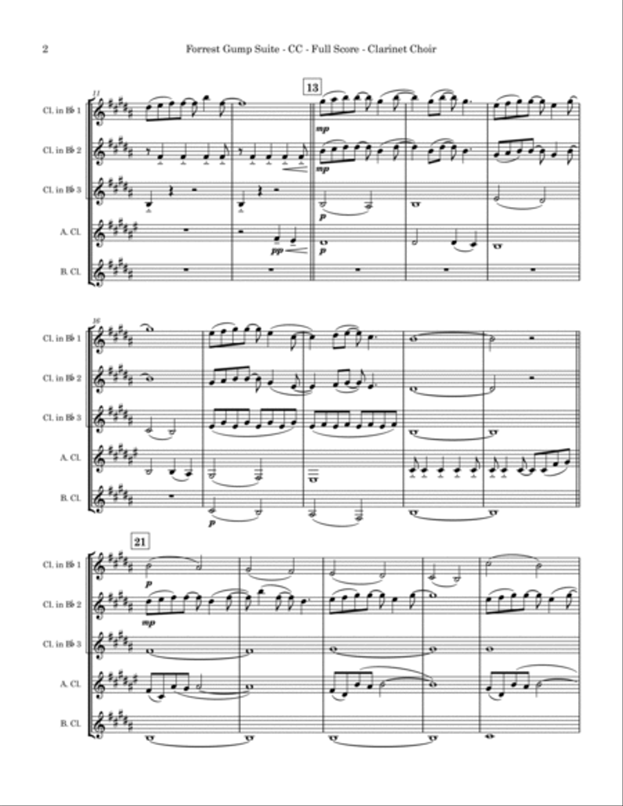 Forrest Gump Suite Clarinet Choir scores gallery preview page 2