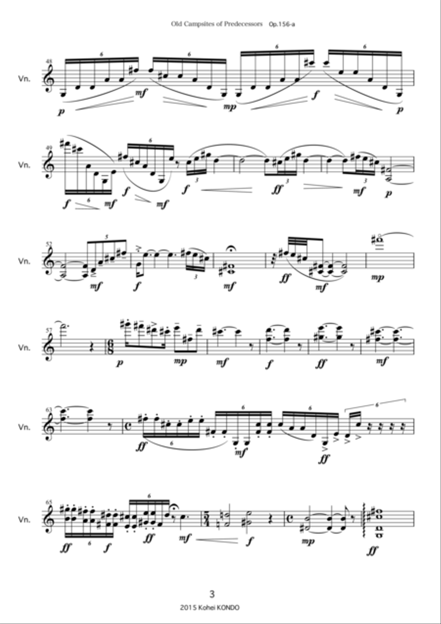 "Old Campsites of Predecessors" for violin solo Op.156-a image number null