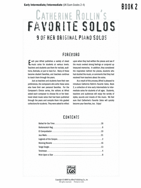 Catherine Rollin's Favorite Solos, Book 2