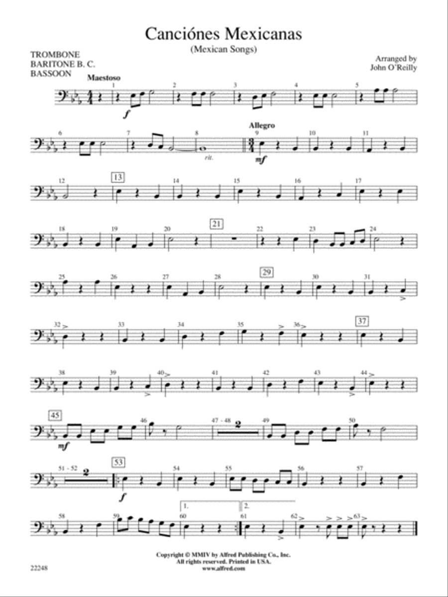 Canciónes Mexicanas: 1st Trombone Concert Band scores gallery preview page 1