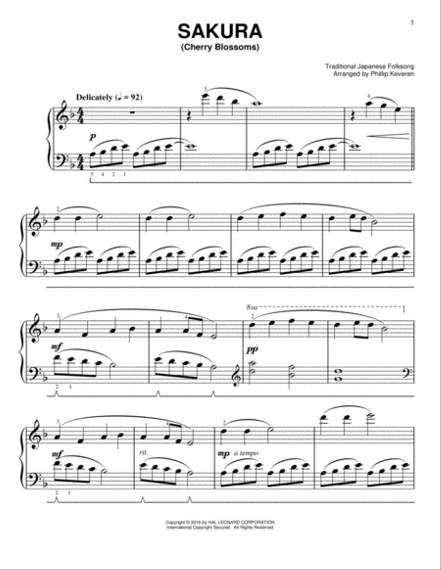 Sakura (Cherry Blossoms) Easy Piano scores gallery preview page 1
