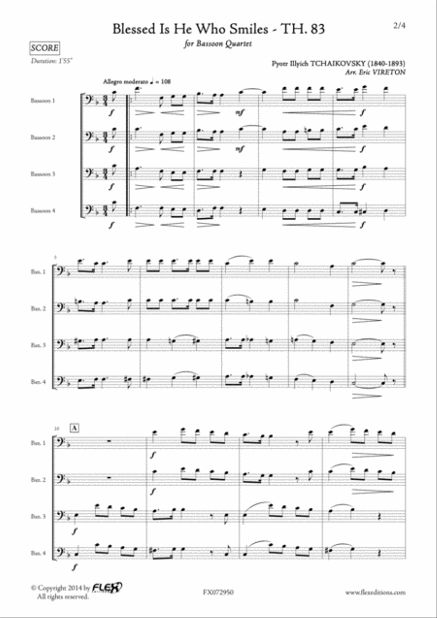 Blessed Is He Who Smiles - TH. 83 Bassoon Quartet scores gallery preview page 2