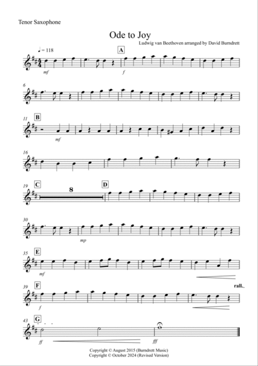 Ode to Joy for Tenor Saxophone, Violin and Cello Trio Small Ensemble scores gallery preview page 3