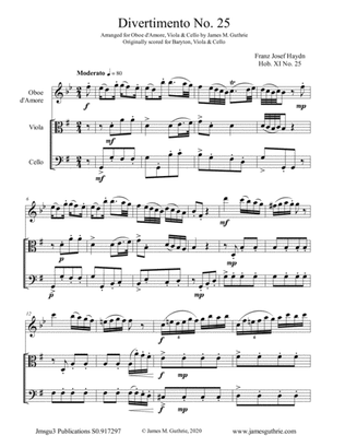 Haydn: Divertimento No. 25 Trio for Oboe d'Amore, Viola & Cello