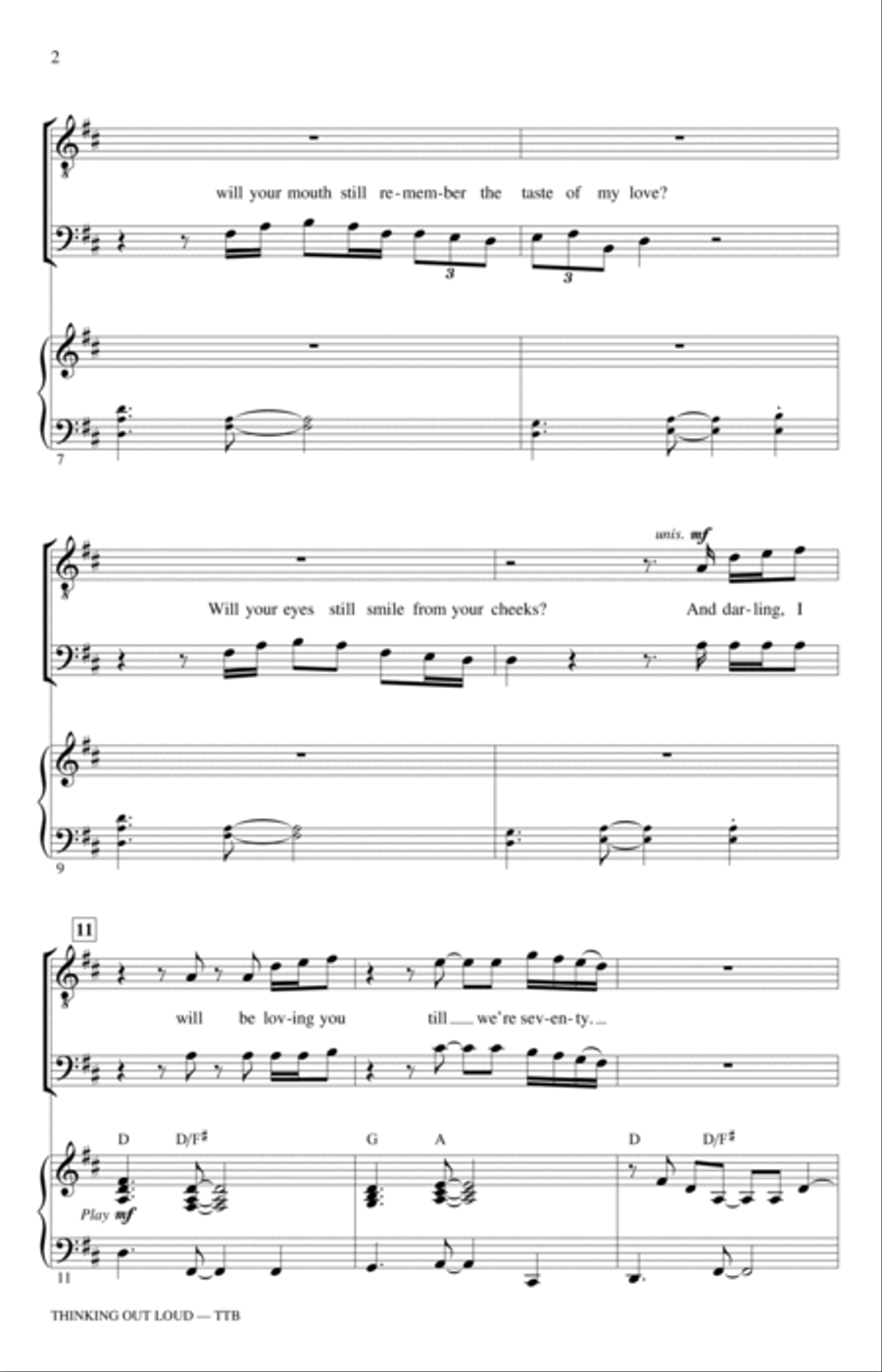 Thinking Out Loud (arr. Ed Lojeski) TTBB scores gallery preview page 2