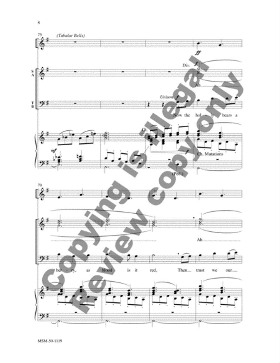 Sans Day Carol (Now the Holly Bears a Berry) 4-Part scores gallery preview page 8