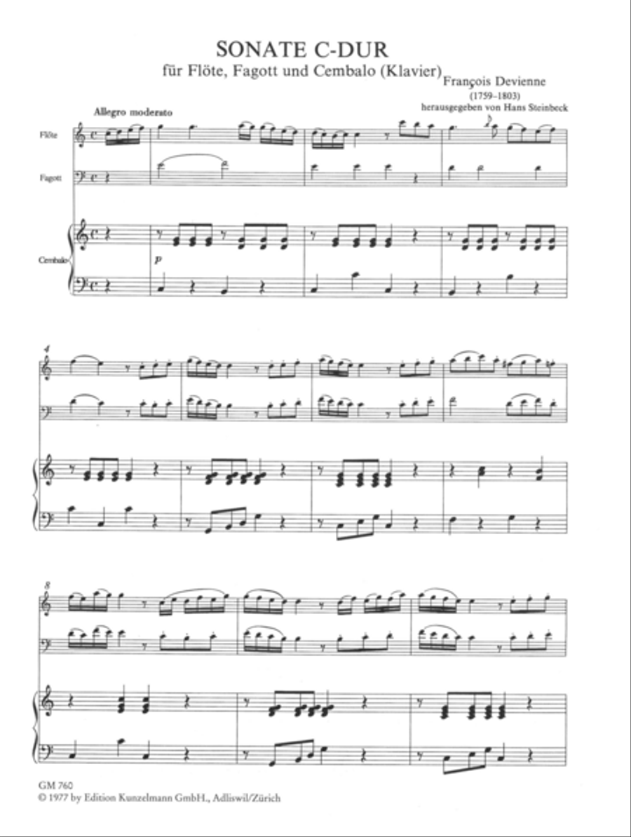 Sonata for flute, bassoon and harpsichord (or piano) Bassoon scores gallery preview page 2
