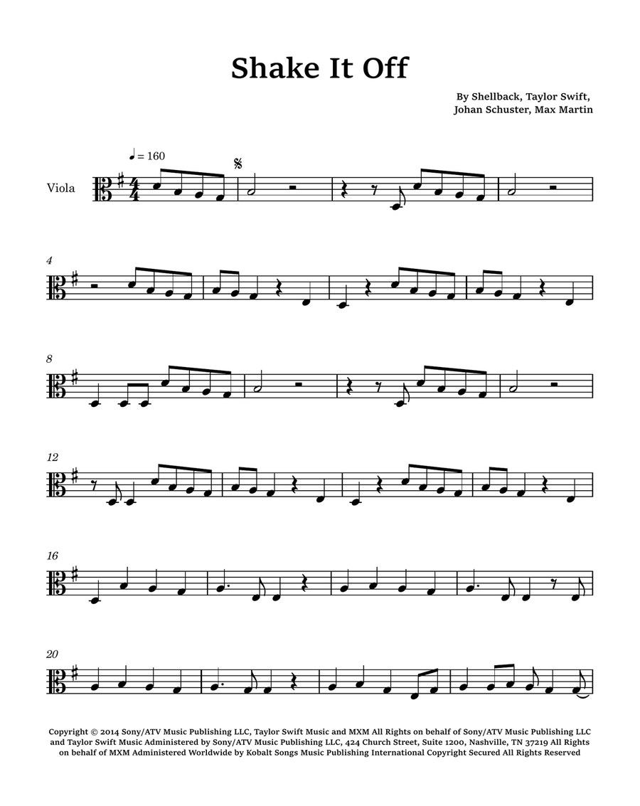 Shake It Off Viola Solo scores gallery preview page 1